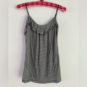 LOFT black and white striped tank with ruffles